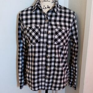 SO Black and White Plaid Shirt